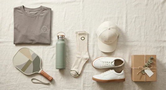 pickleball gift ideas minimalist streetwear apparel and gear flat lay